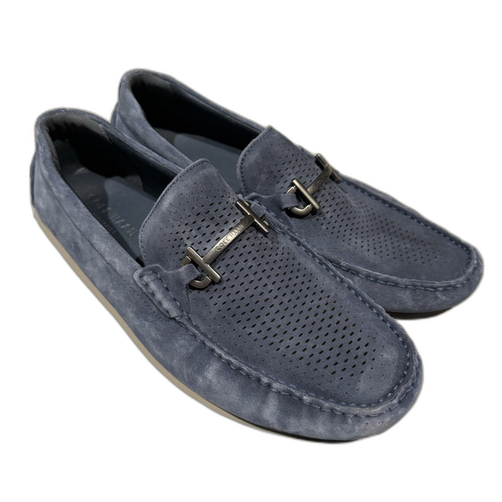 Cole Haan GrandSeries Suede Driver Loafers Navy Blue Bit Moccasins Men sz 13M